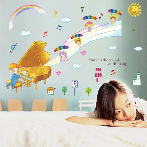 Decal dán tường giấc mơ âm nhạc cho bé 3