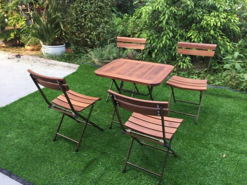 Bảng giá Bàn ghế gỗ cafe patio mini (1 bàn, 4 ghế)
