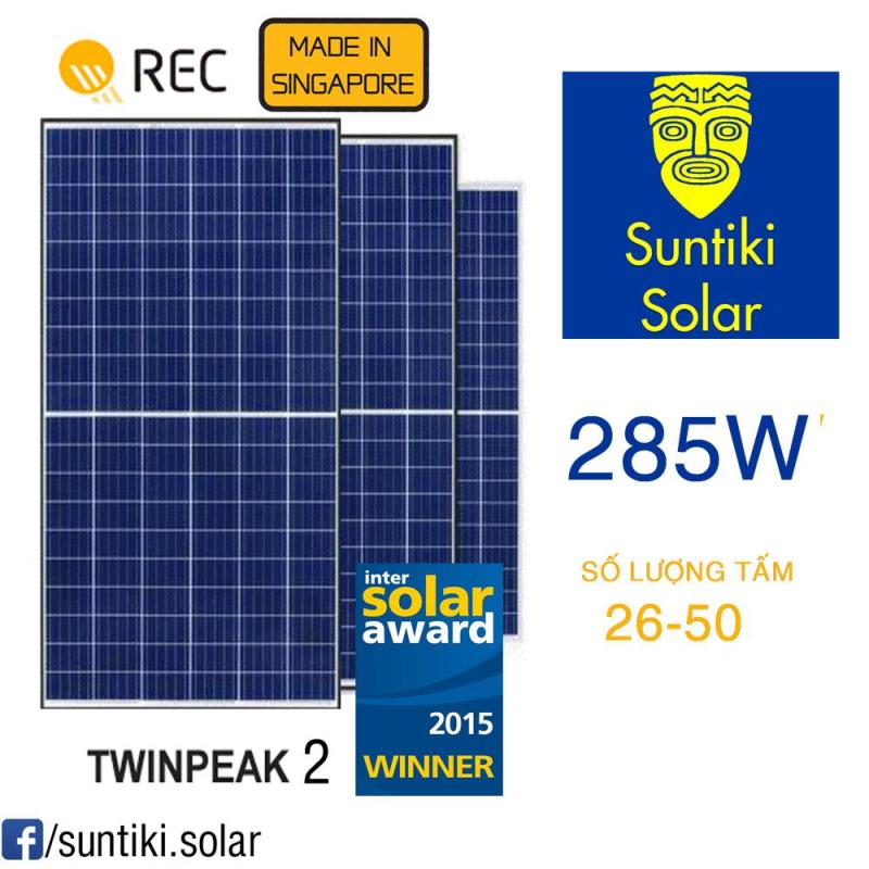Bảng giá Tấm pin năng lượng mặt trời REC (Solar Panels)  285W (26 ĐẾN 50 TẤM)