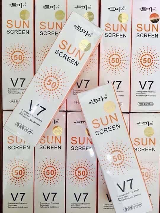 Kem chống nắng toàn thân dưỡng trắng da dạng xịt SUN SCREEN V7 Hàn Quốc 180ml nhập khẩu