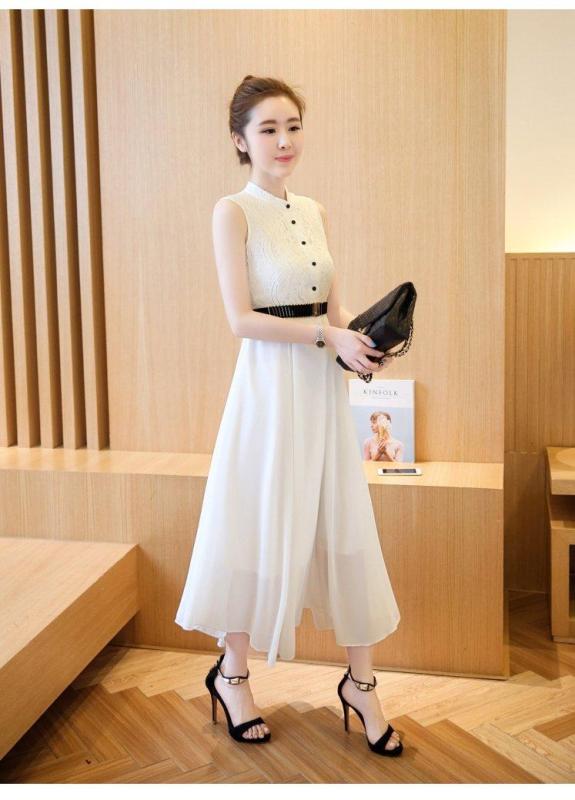 Nơi bán Đầm Vintage phối ren BEYEU1688 - ZBY6081 (Trắng) + kèm thắt lưng