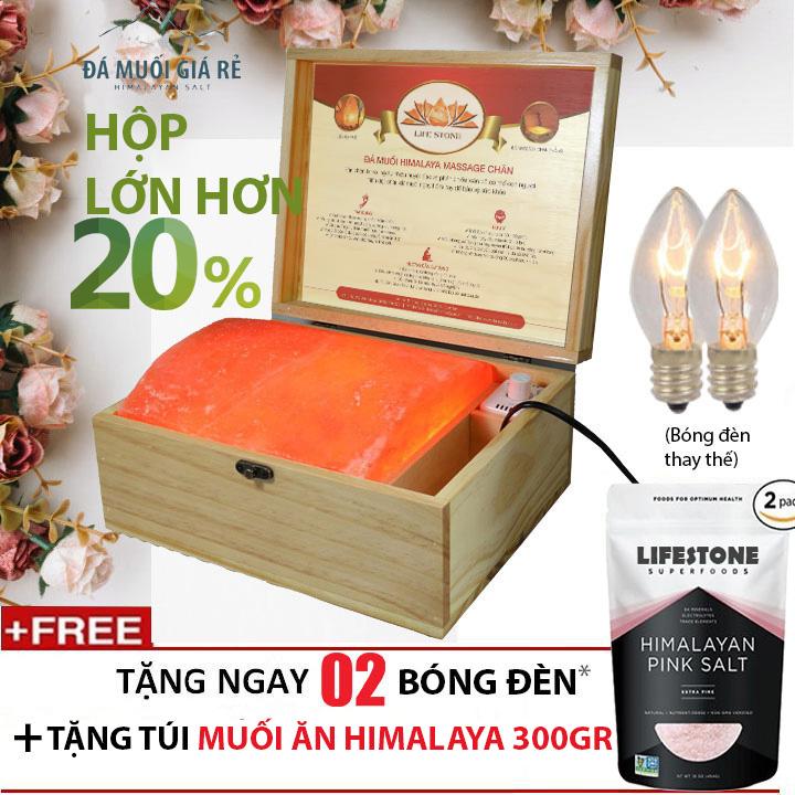 Hộp đèn đá muối Himalaya mặt cong massage chân nhập khẩu trực tiếp (Loại 1)