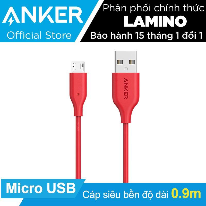Cáp sạc siêu bền Anker PowerLine Micro USB 0.9m (Đỏ) - Hãng phân phối chính thức