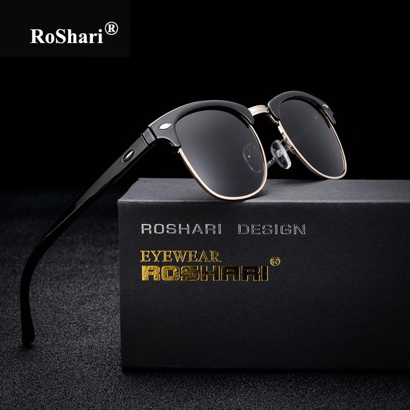 Roshari Antik Terpolarisasi Kacamata Hitam Wanita Pria Merek Desain Retro Rivet Polaroid Matahari Kacamata Pria Gafas Lentes De Sol Hombre- internasional