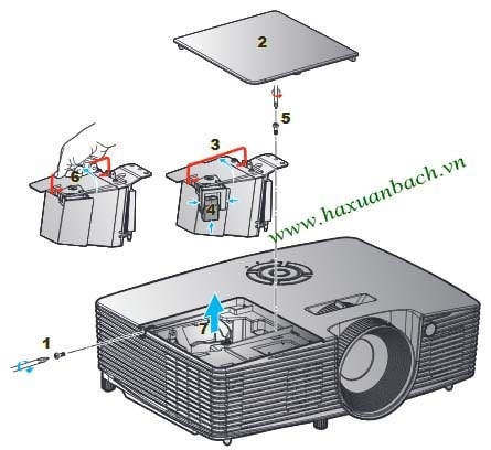 Các bước thay bóng đèn máy chiếu Optoma HD28DSE