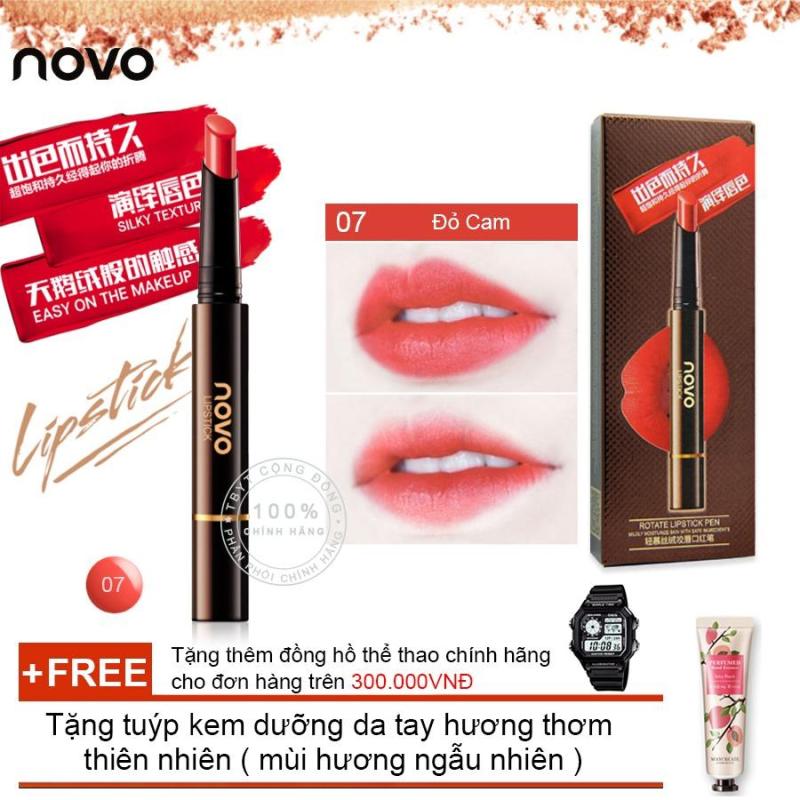 Son thỏi siêu mịn bền màu không trôi Novo Rotate Lipstick Pen 5171 + Tặng tuýp kem dưỡng da tay hương thơm thiên nhiên ( Đơn hàng mỹ phẩm trên 300k tặng thêm 1 đồng hồ thể thao như quảng cáo )