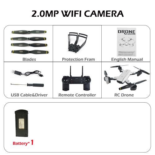 Happy-SG700 2MP RC Pesawat Berkamera dengan Empat Baling-baling Wifi FPV Lipat Drone Selfie Ketinggian Terus Tanpa Kepala Kontrol Gestur Drone Vs E58 Spesifikasi: 200 W Kamera