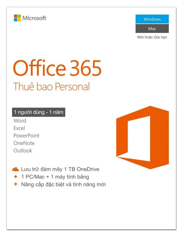 Bảng giá Phần mềm Microsoft® Office 365 Personal 1 người dùng/năm - Pupam  phân phối