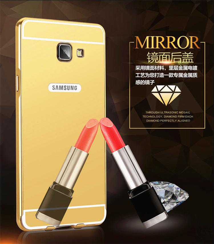 Untuk Samsung Galaxy J5 Prime Plating Bingkai Logam + Lembut Cermin PC Penutup Belakang, 2-In-1 Casing Ponsel untuk Pemasangan Yang Mudah dan Penghapusan