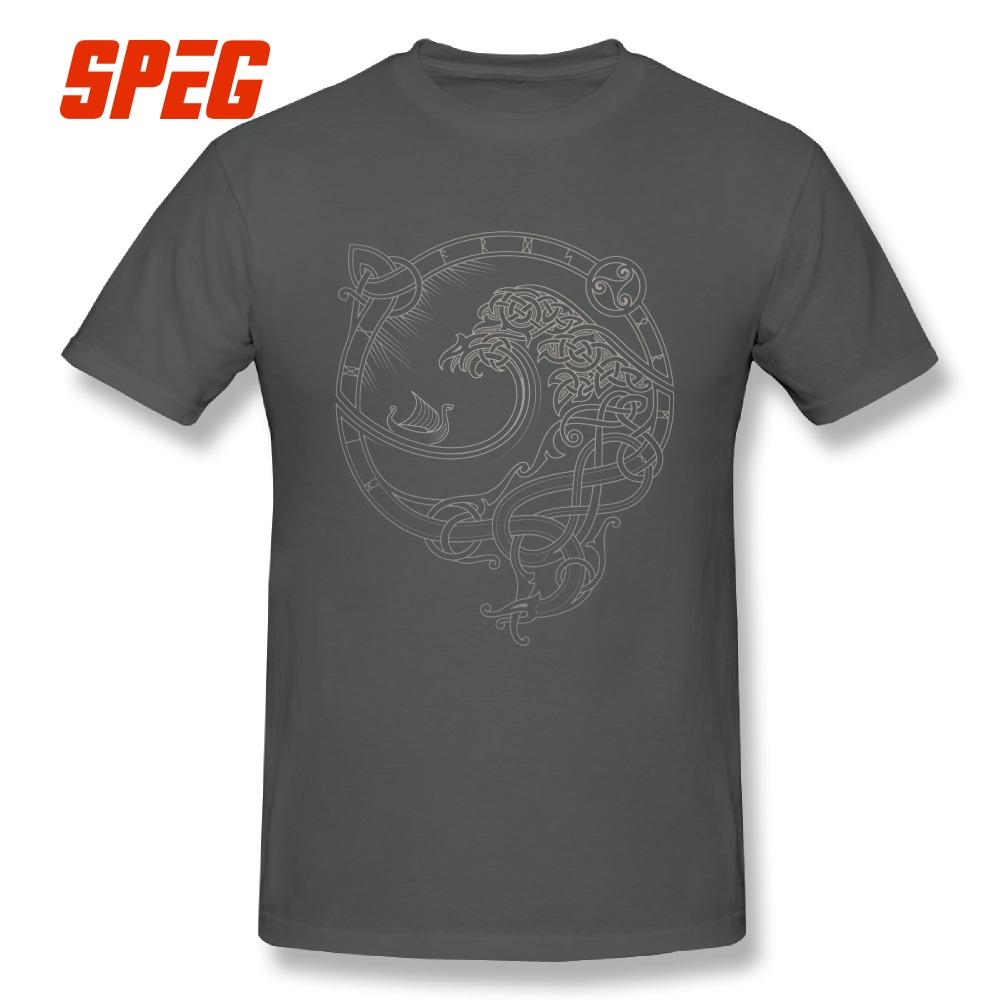 Kaos Viking Valhalla Angin Utara Remaja Kaus Oblong Lengan Pendek Kaus Kasual Dijual Pria Kaus Kustom-Intl