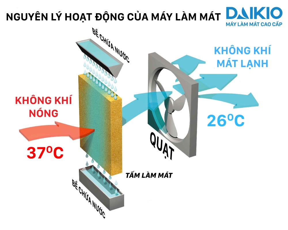 Nguyên lý hoạt động của máy làm mát cao cấp Daikio DK-800A