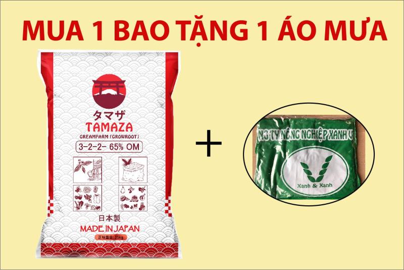 Phân bón hữu cơ nhập khẩu từ Nhật TAMAZA 25kg - tặng kèm 1 áo mưa Xanh và Xanh