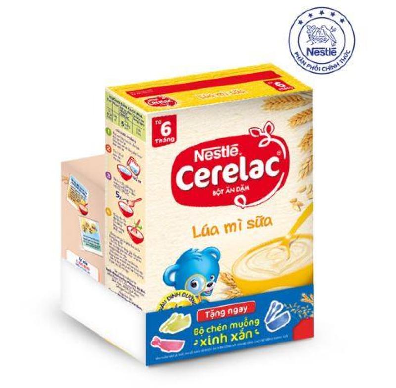 Bột ăn dặm Nestlé CERELAC Lúa mì sữa (200g/Hộp) - tặng 01 set chén muỗng cho bé (màu ngẫu nhiên)