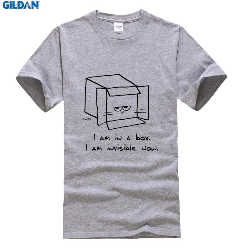 Gildan Kaos Ukuran Besar Kucing Pria T-shirt Desain Pakaian Kucing Marah Terlihat Di Kotak Lucu T Shirt Pria Katun-Intl