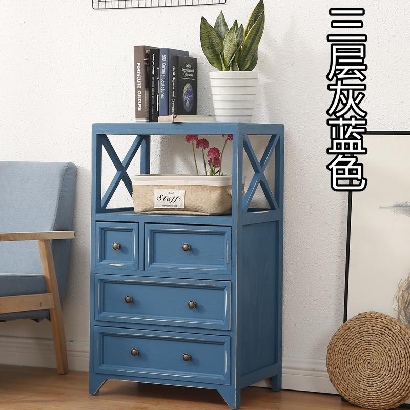 Solid Wood Mediterranean Five Chest of Drawers Drawer-type Thick 50 Cm Living Room Bedroom Storage Multilayer Wooden Cabinet Locker