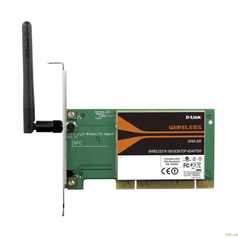 Bảng giá Card mạng Dlink DWA525 Wireless , Wireless PCI tốc độ tốc độ 150Mbps, tương thích ngược với hệ thống mạng không dây chuẩn 802.11b/g/n. Wireless chuẩn N Phong Vũ