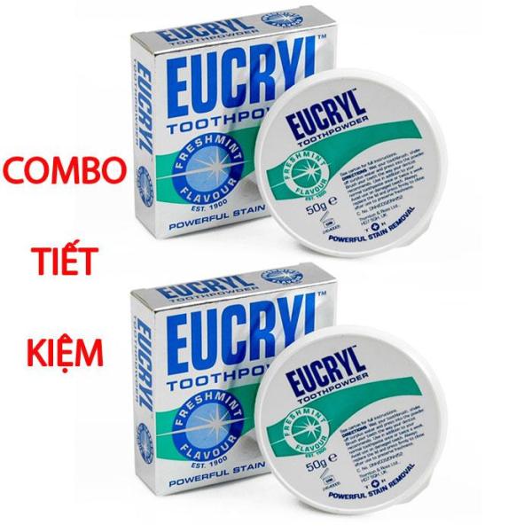 Bộ 2 hộp Bột tẩy trắng răng Eucryl 50g từ Anh Quốc nhập khẩu