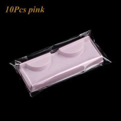 CRV0535 Pink Beige for Fake Lashes Plastic Protable Transparent Eyelashes Tray Container Packing Box Eyelashes Storage Case (1)
