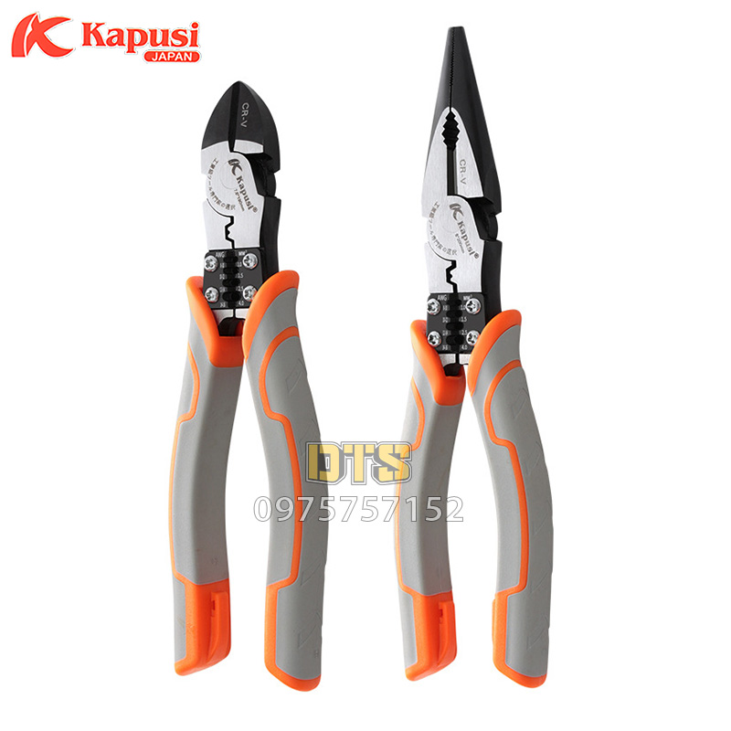 Kìm điện - Kìm cắt - Kìm nhọn, Kìm đa năng công nghiệp Nhật Kapusi JAPAN, thép CR-V cao cấp, độ cứng