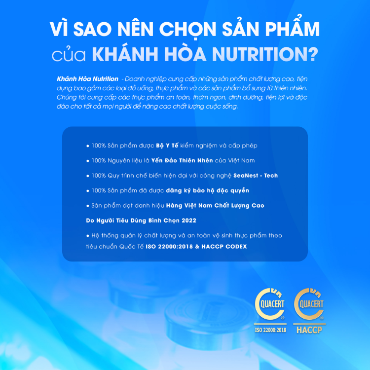 Nước Yến Sào 15% Chưng Đường Phèn Bổ Sung Vitamin K2 Khánh Hòa Nutrition (Hộp 6 lọ x 125ml ) - Thực Phẩm Dinh Dưỡng