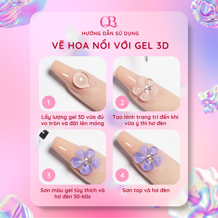 Gel vẽ móng 3D đa năng (gel khô vẽ nổi tráng gương, gel tạo hình 3D) màu trong Huaxi