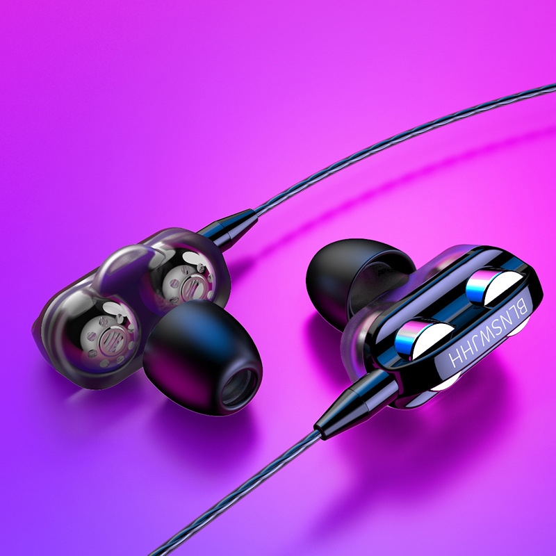 【Ready】
 New Dual Drive Deep Bass 6D Stereo Wired Earphone In Ear Sport Headset With