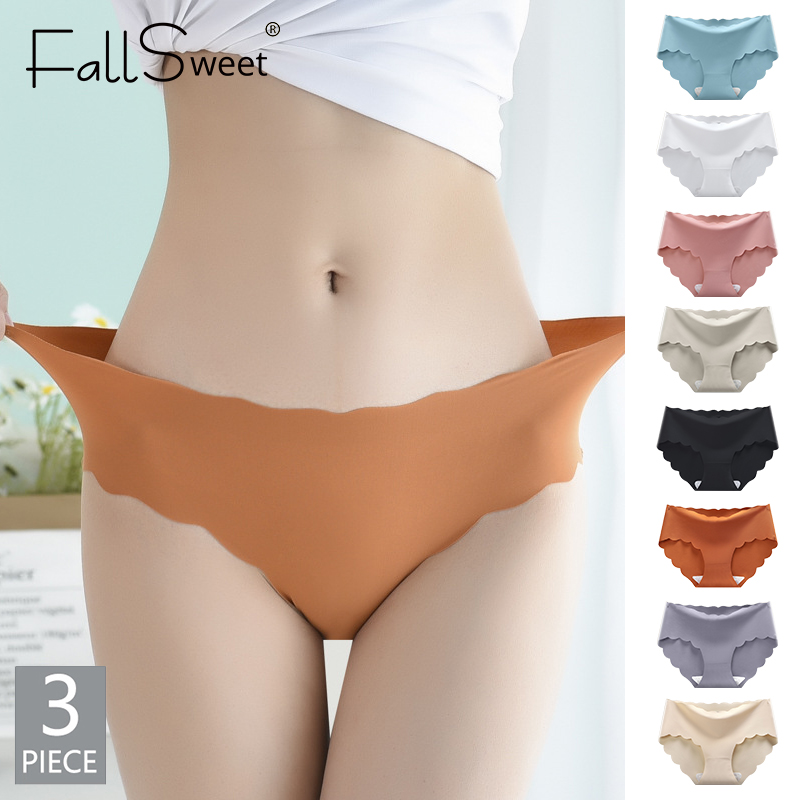 FallSweet 3 Pcs Women High Waist Panties Cotton Underwear Solid