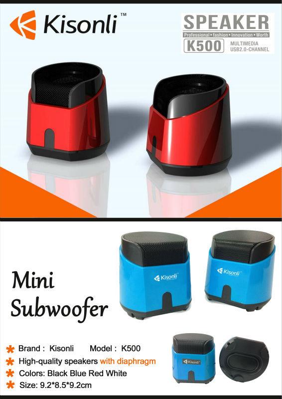 New design Kisonli K500 Mini Computer Multimedia Woofer Laptop Speaker /Sound Box
