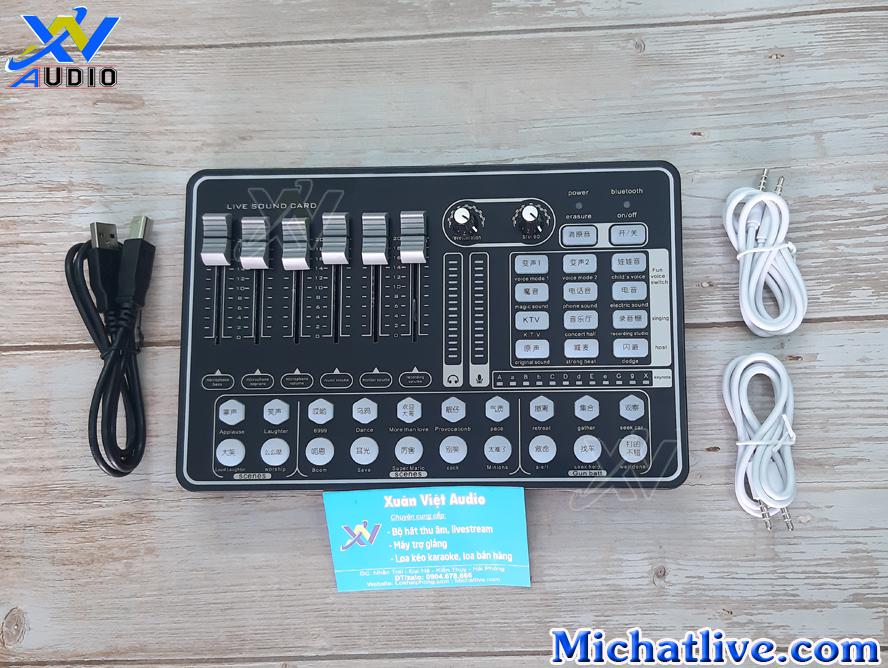 Combo livestream sound card H9 bletooth mic thu âm bm 900 thế hệ mới.tặng tai