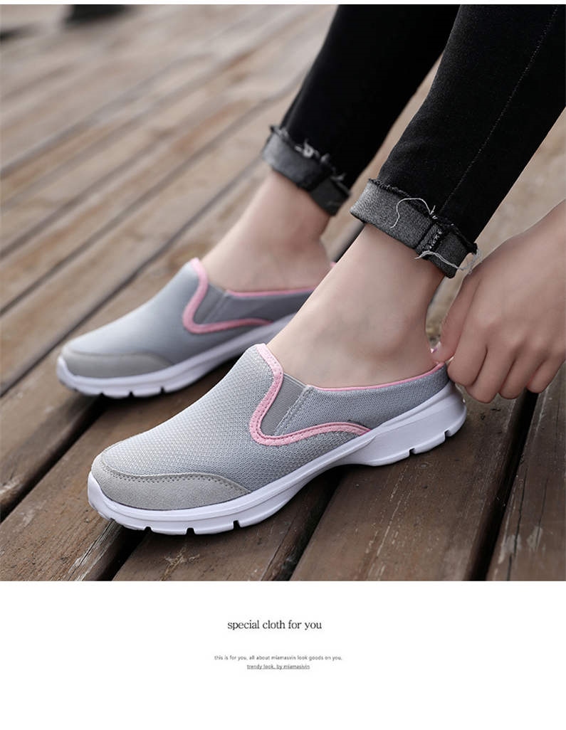 Fashion Shoes Women 39 s 2021 Mesh Slip on Half Slippers Flat Big Size Female Sneakers Women Comfort Casual Shoes Fly Weaving H7 14