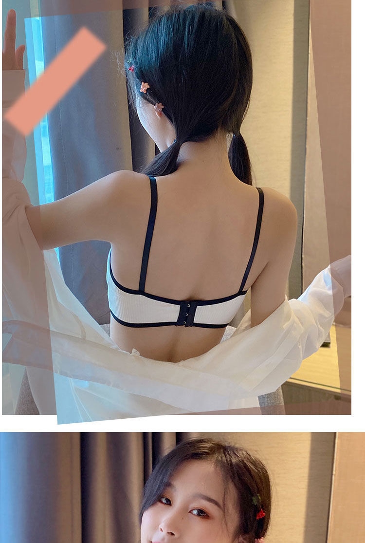 Adolescent girls high school junior high school students small vest development with cup padding big child without rims cotton underwear 14