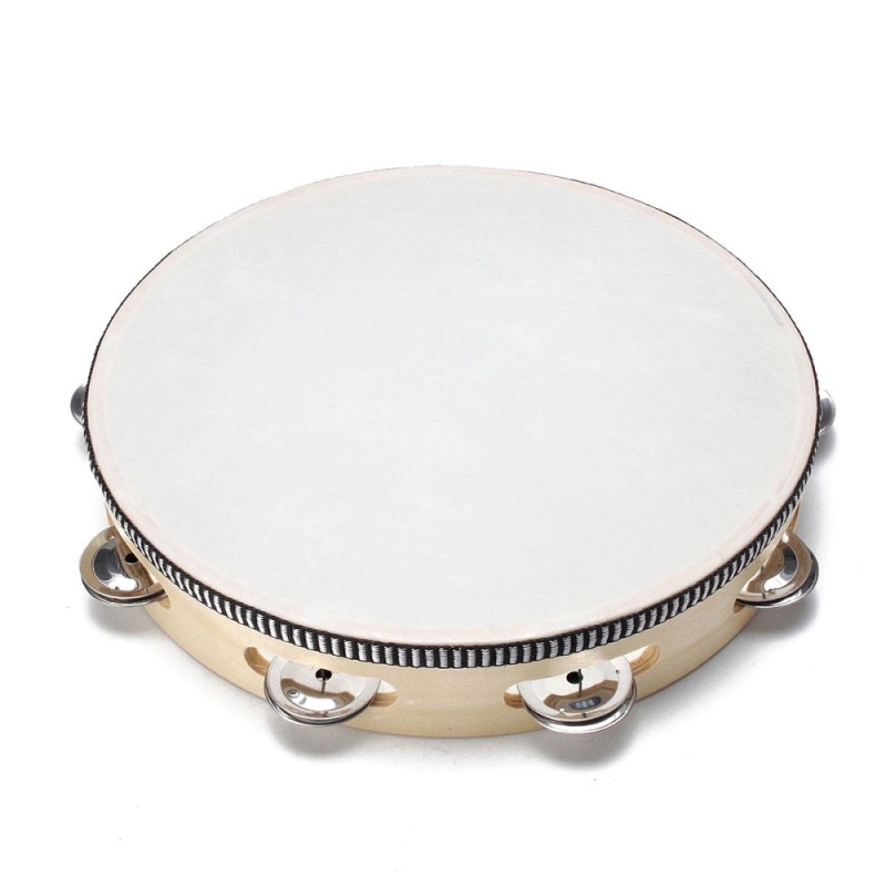 10 Musical Tambourine Tamborine With Head Drum Round Percussion for KTV Party - intl