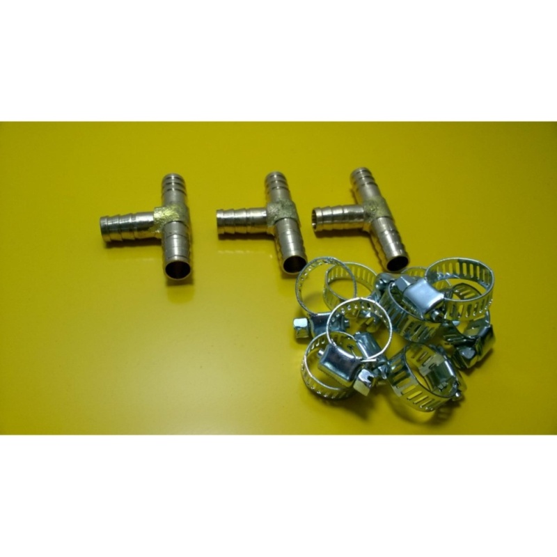 Bảng giá Bộ 3 tê đồng nối ống 10mm + kèm 9 quai nhê (đai thít)
