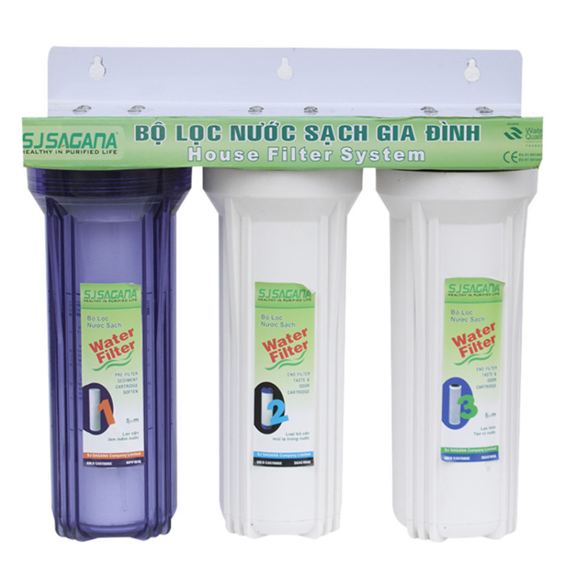 Bộ lọc nước sinh hoạt 3 cấp lọc 10inch (Xanh phối trắng)