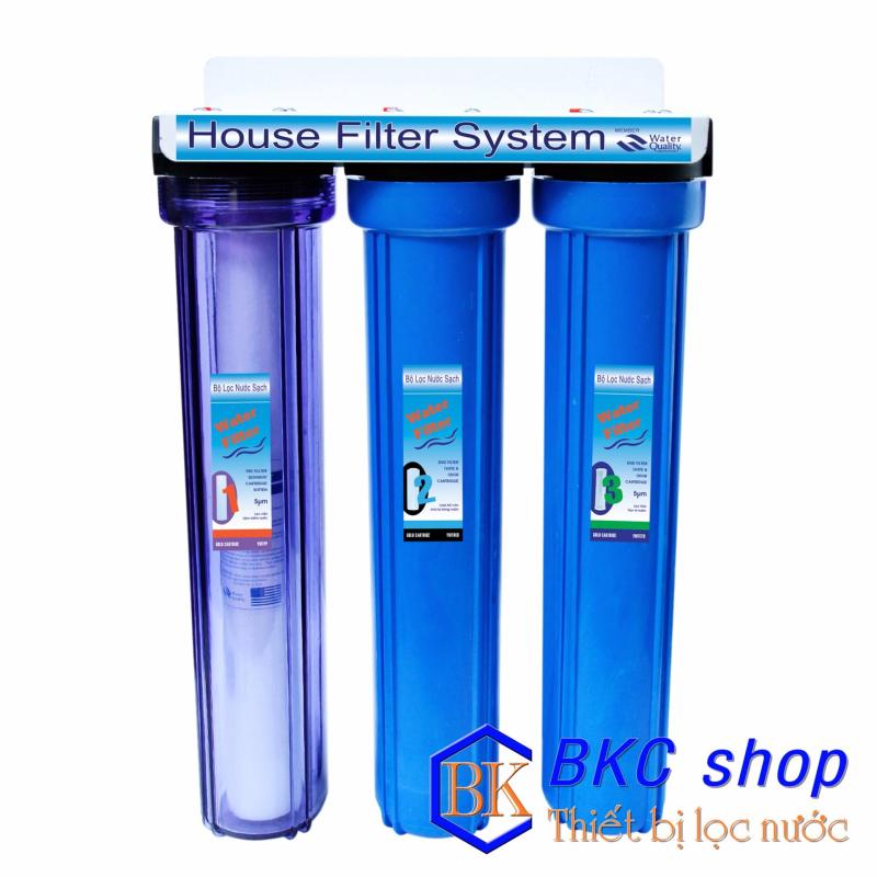 Bộ lọc nước sinh hoạt 3 cấp lọc 20 inch (xanh trong – xanh)