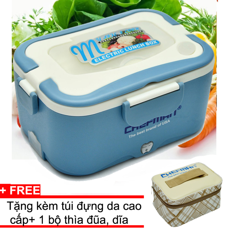 Giá bán Hộp cơm cắm điện giữ nhiệt inox Chefman (Xanh) + Tặng kèm túi da
cao cấp
