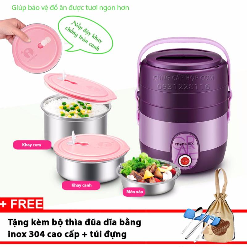 Giá bán Hộp cơm văn phòng 3 ngăn inox cao cấp Minibox K58