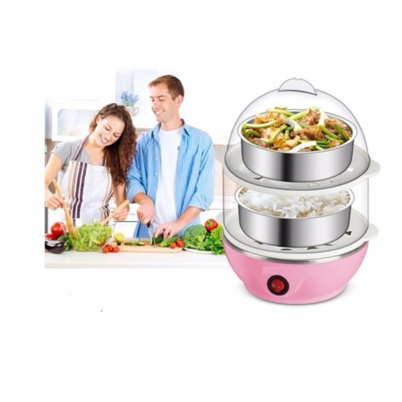 Giá bán Nồi luộc trứng và hấp thức ăn 2 tầng đa năng (Hồng )