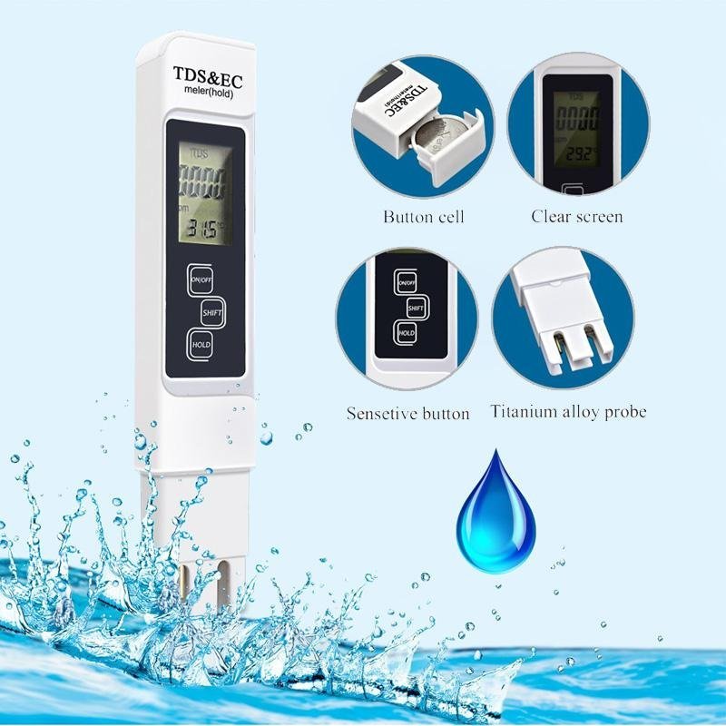 YBC Water Quality Test Meter Digital Tool With TDS EC and Temperature 0-9990 ppm Measurement Range - intl