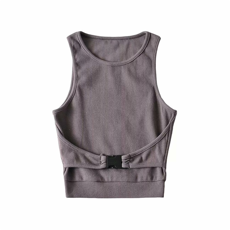 Bag buckles design feeling small sexy brief paragraph coat streets of Europe and the United States ins show thin summer wind tight sleeveless vest 19