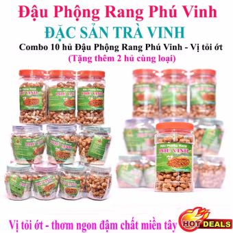 Combo 10 hủ Đậu Phộng Rang Phú Vinh - Vị tỏi ớt (Tặng kèm 2 hủ 75gr)  