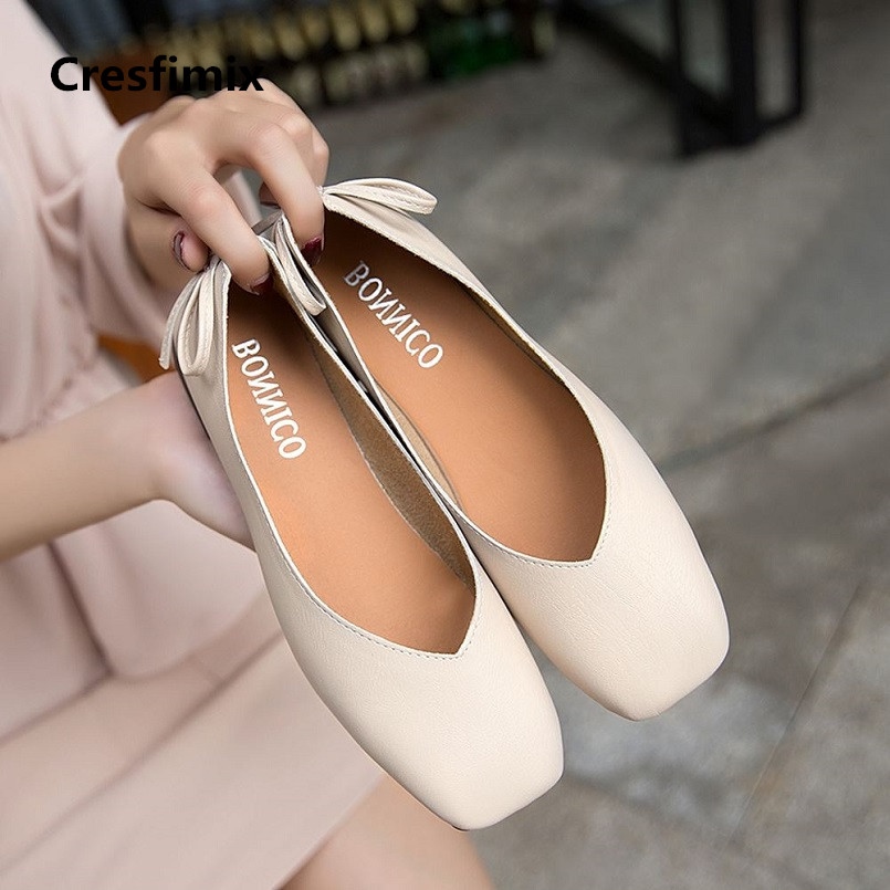 Cresfimix zapatos women fashion comfortable soft pu leather slip on flat shoes lady casual solid shoes female retro shoes a2424 2