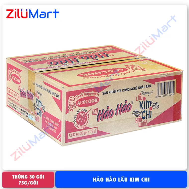 Mì Hảo Hảo hương vị lẩu kim chi Hàn Quốc (thùng 30 gói) loại 75g