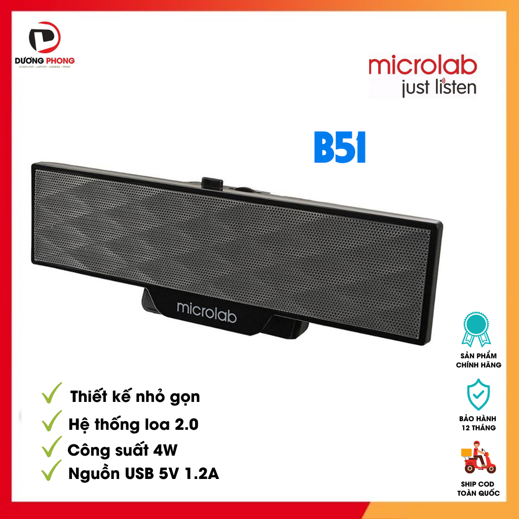 Loa Vi Tính Microlab B51 2.0 4W Cổng USB - Hàng chính hãng - BH 12 Tháng