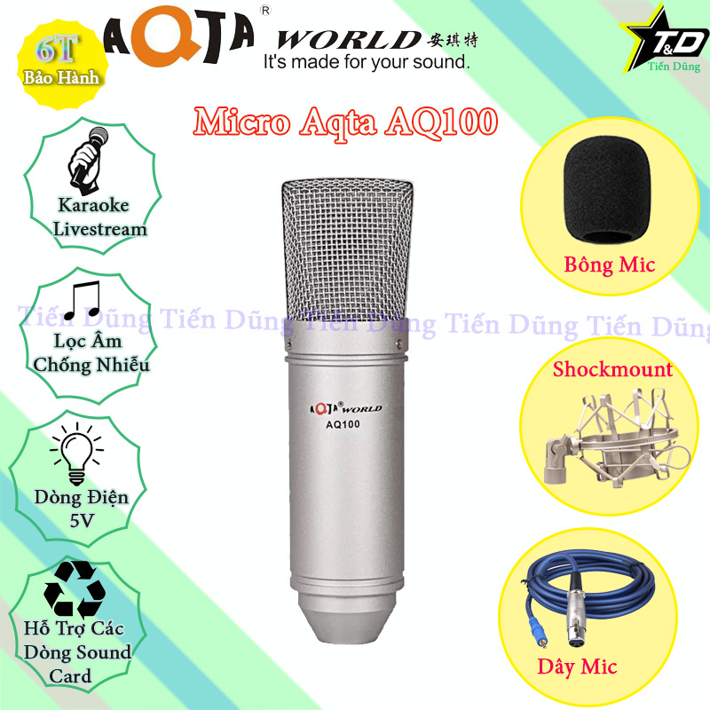Combo mic livestream karaoke Aqta AQ100 và sound card XOX K10 2020 bản tiếng anh