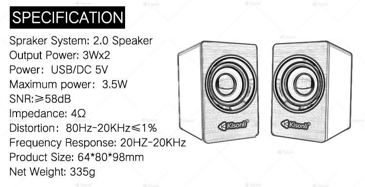 Mini USB Computer Speakers, 2.0 Channel for PC Laptop