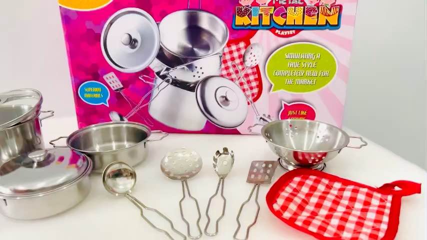 [INOX THẬT] Đồ chơi nấu ăn bằng inox 10 món dành cho bé thích nấu ăn, nhà bếp, đồ hàng bằng inox cho bé chơi trò chơi nhập vai đầu bếp nhí