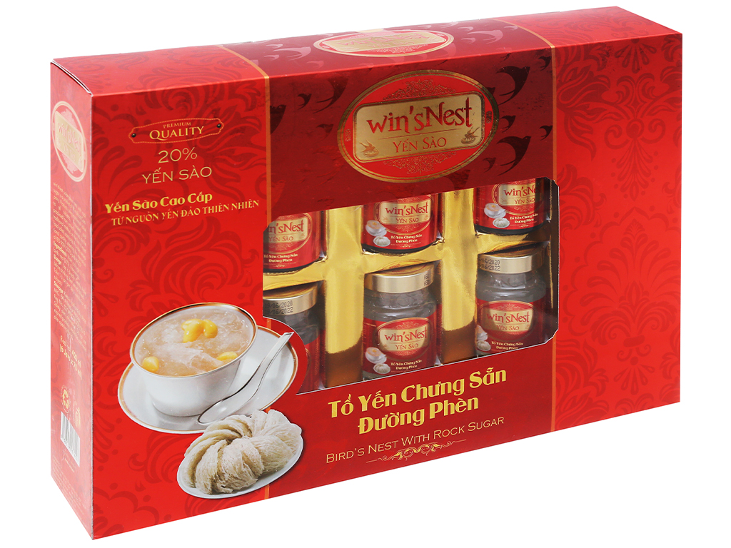 YẾN SÀO WIN'S NEST ĐÔNG TRÙNG HẠ THẢO HỘP 6 HŨ 70ML THIẾT KẾ SANG TRỌNG