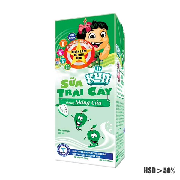 KUN Sữa trái cây mãng cầu 180ml thùng 48 hộp