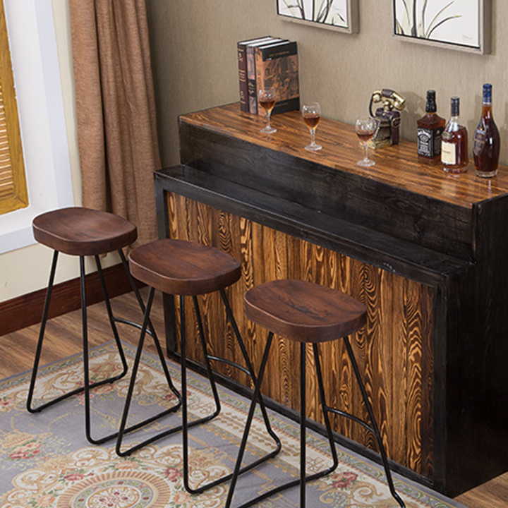 Ghế quầy bar-ghế cafe-ghế đẩu - ghế cao mặt gỗ nguyên khối chân sắt cao 90cm chịu lực tốt sử dụng cho bar, nhà hàng, bàn ăn, cafe, trà sữa - giảm 10%